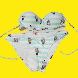 Ice Cream Bikini Set Bottom and Top Halter Tie